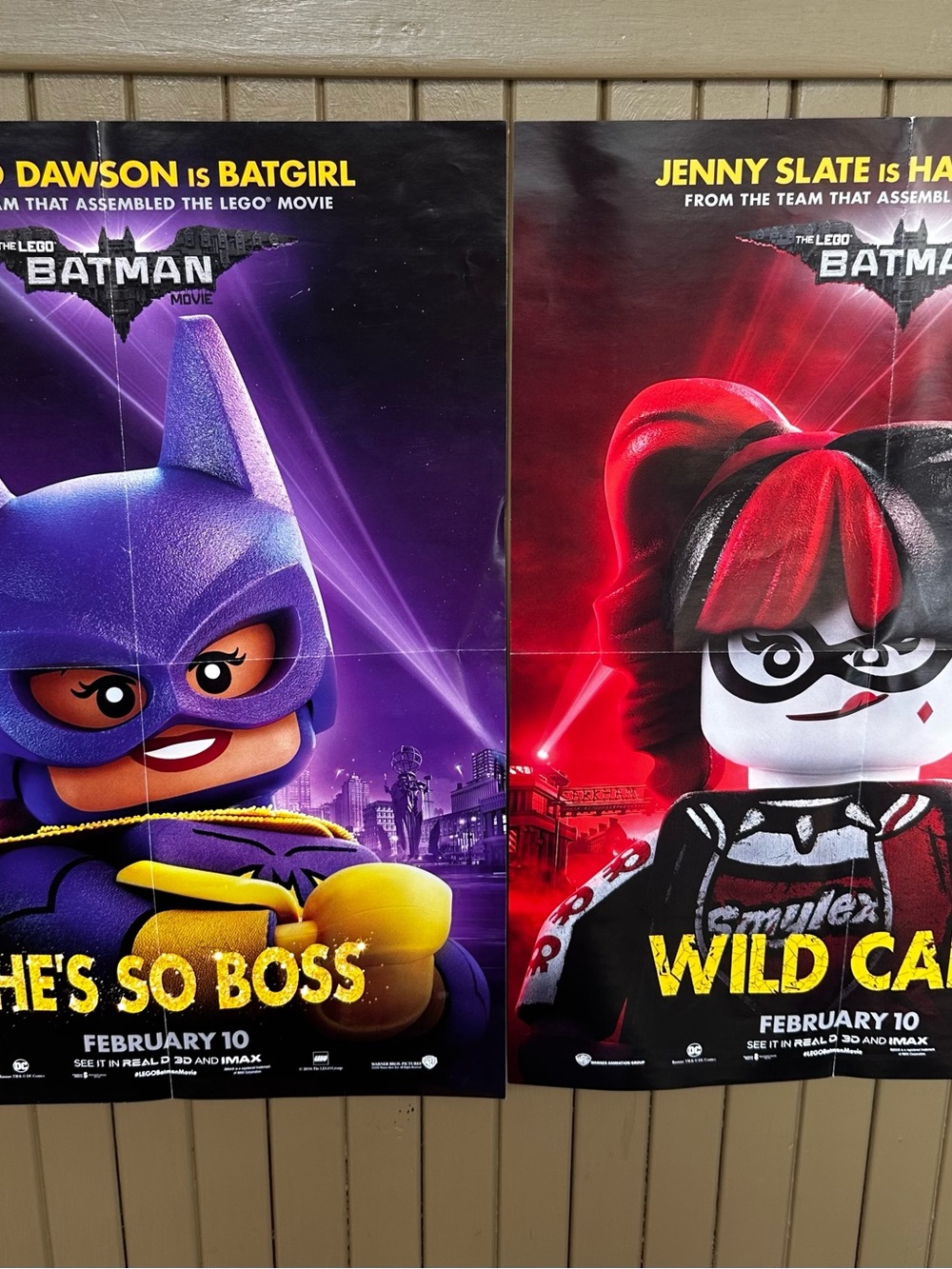Lego Batman Movie Batgirl and Harley Quinn Purple Yellow Red Poster Duo